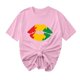 thumbnail image 5 of Camiseta de Cuello Redondo Impresa Nueva Moda Casual de Manga Corta de las Mujeres, Mezcla Ligera de Poliéster para la Primavera, 5 of 6