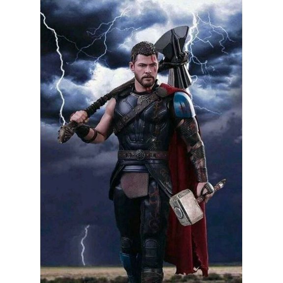 5D DIY Thor Diamond Art Painting Diamond Art Kits for Adults Cartoon Diamond Art Full Round Drill Cross Stitch Crystal Rhinestone Home Wall Decoration Gifts 12x16 inch