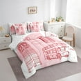 thumbnail image 3 of jejeloiu Cartoon Western Architecture 7pcs Bedding Comforter Set,Pink Telephone Booth Queen Bedding Sets,Big Ben Queen Sheet Sets For Girls Teens,Breathable Home Decor Reversible, 3 of 8