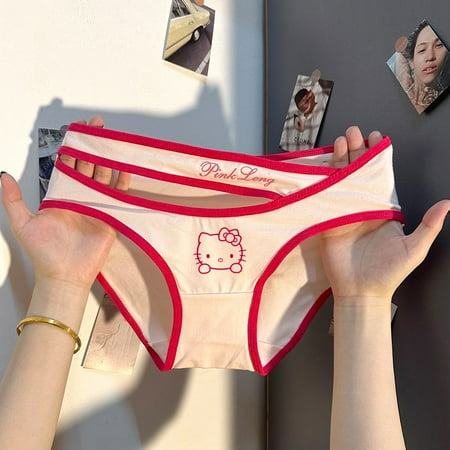 40-65kg Hello Kitty Women Underwear Girl Panties Confortable Cotton Briefs Student Panty Cartoon Amine Cute Colorful Underpant