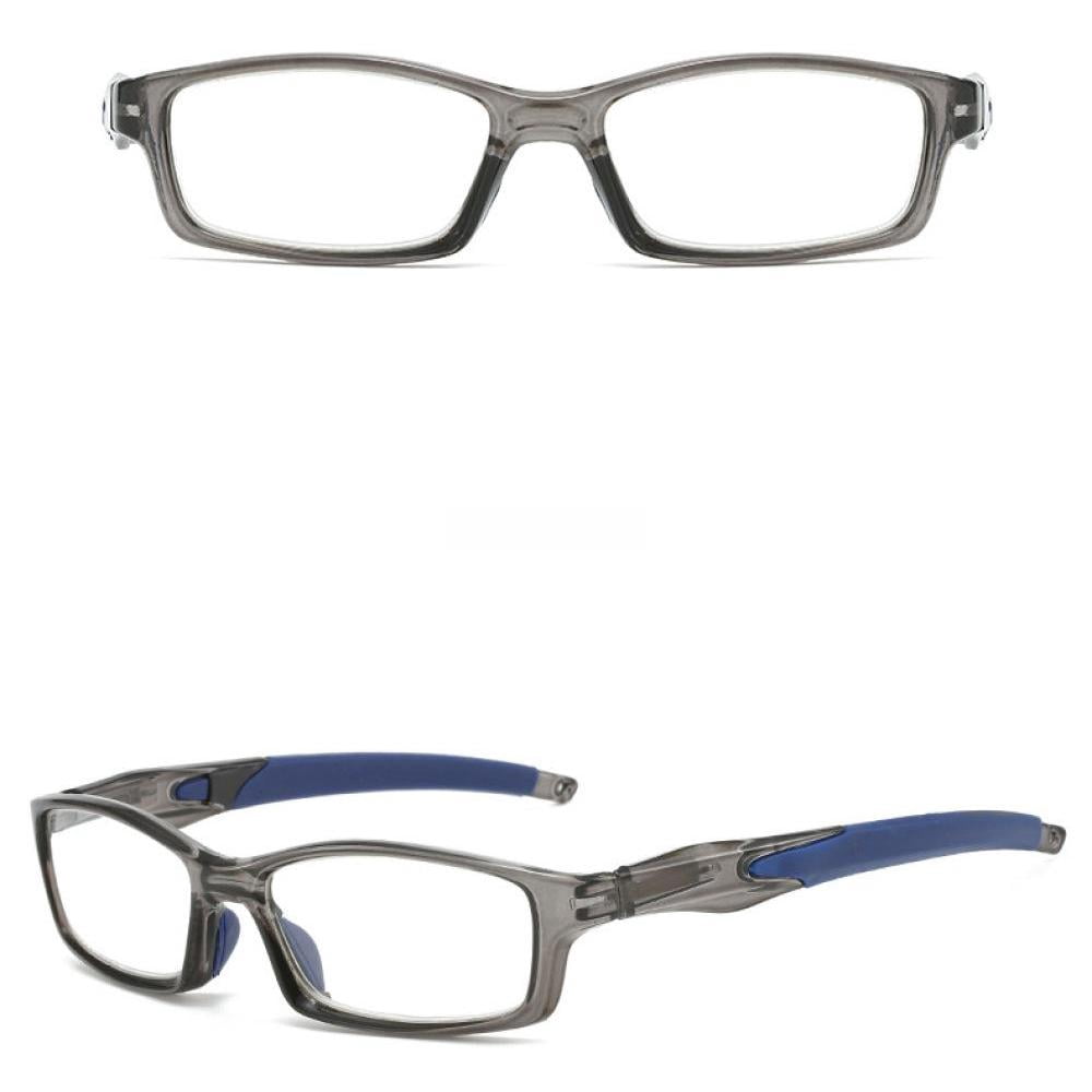 3 Pairs Mens Rimmed Sporty Rectangle Reading Glasses +3.0, Womens Blue Light Blocking Plastic Gray Sport Spring Hinge Readers 3.00, Fashion Presbyopia glasses +300 strength