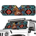thumbnail image 2 of HUIACONG Highland Aztec Tribal Windshield Sun Shade for 2018-2024 Jeep Wrangler JL JLU & Gladiator JT, Sunshades Heat Shield, Aluminum Foil Triple Laminate Structure, Silver, 2 of 6