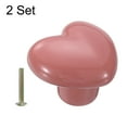 thumbnail image 3 of Uxcell 2 Packs Ceramic Drawer Knobs Heart-Shaped Dresser Pulls Handles, Pink, 3 of 6