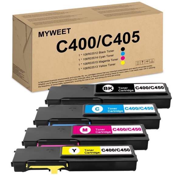 C400 C405 Toner Cartridges 4 Pack with Chip Compatible for Xerox C400 C405 106R03512 for VersaLink C400 C400D C400DN C405 C405N C405DN Printers (Black Cyan Magenta Yellow)
