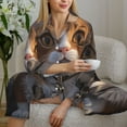 thumbnail image 6 of Lsque Wide Eyed Cartoon Cats Pattern Long Sleeve Pajama Set for Women - Soft 2-Piece Sleepwear and Loungewear Set with Pockets, Comfy Nightwear-XX-Large, 6 of 7