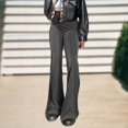 thumbnail image 4 of Color sólido Mujer Ligero Flare Pierna Slim Fit Señoras Pantalones elegantes Traje de calle FLhrweasw Nuevo, 4 of 7