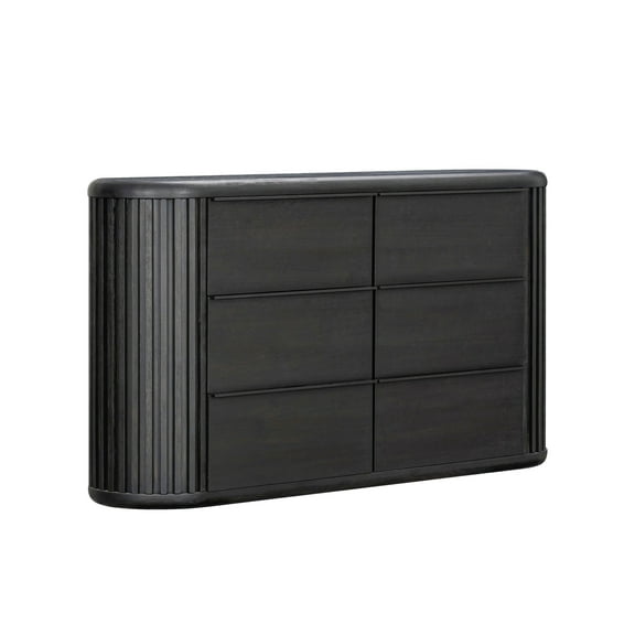 Furniture of America Kaelin Modern Fluted and Rounded 6-Drawer Dresser, Black