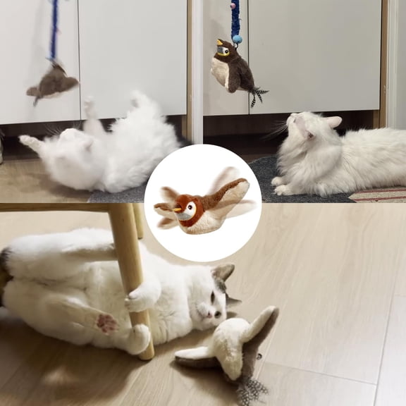 Flappychase Cat Toy,Flying Bird Cat Toy,FlappyChase Interactive Cat Toy,Chirping Bird Cat Toy Flapping Wings,Flying Interactive Electric Sparrow Bird (Sparrow*1)