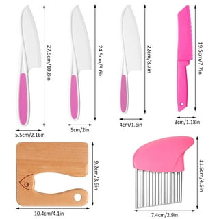 CHUYIREN Pink Knife Set of 6, Pink Kitchen Knives Sets with Knife Block, Chef Knife Set for Kitchen, Dorm,Camping, Hiking, Picnicking, BBQ Dining
