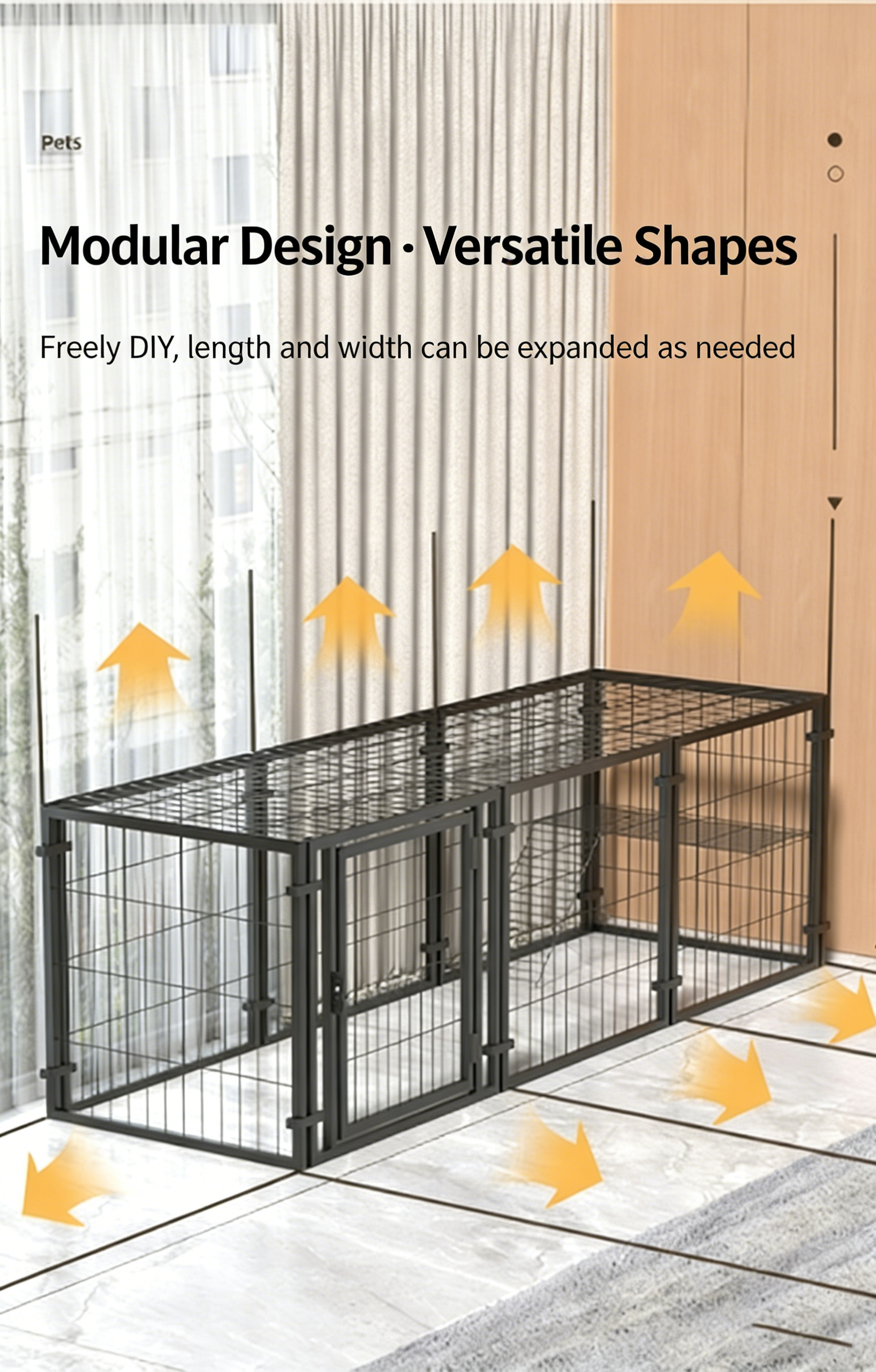 JaxSteam 48" Dog Cage Playpen with Top Cover, Black photo 6