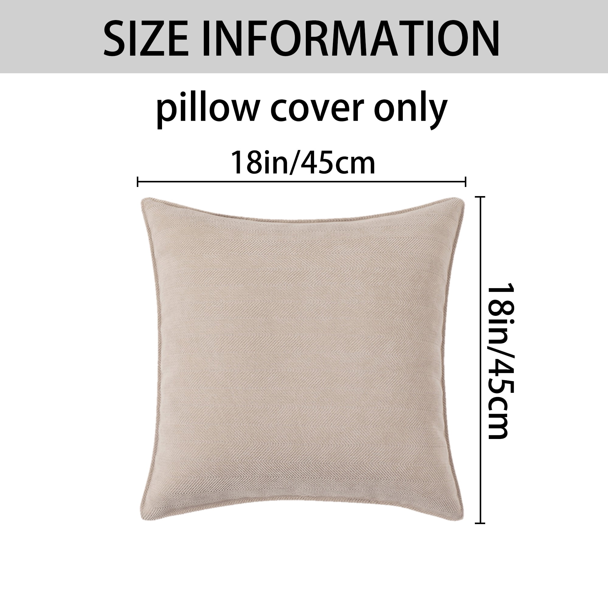 Unique Bargains Decorative Soft Chenille Pillow Covers Beige 18" x 18"