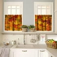 thumbnail image 2 of Red Maple Leaf Valance Kitchen Blackout Curtains Autumn Nature Cartoon Watercolor Art Printed Window Treatment for Girls Boys Bedroom Cafe Home Decor Window Drapes 54x18 Inch + 27x24 Inch X 2, 2 of 5