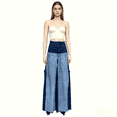 thumbnail image 4 of Jean Taille Haute pour Femmes à Contraste Bicolore à Franges Patchwork, Pantalon en Denim Décontracté à Jambe Grand, 4 of 4
