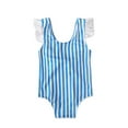 thumbnail image 2 of uublik Toddler Swimsuit Girl Flashing Sleeveless Striped Backless Bow One-piece Swimsuit Sky Blue, Sizes 9M-4T, 2 of 5