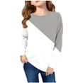 thumbnail image 2 of snilers Girls Long Sleeve Shirts Kids Color Block Crewneck Loose Fit Tunic Tops Summer Casual Basic Tee Shirt 3-14 Years, 2 of 7