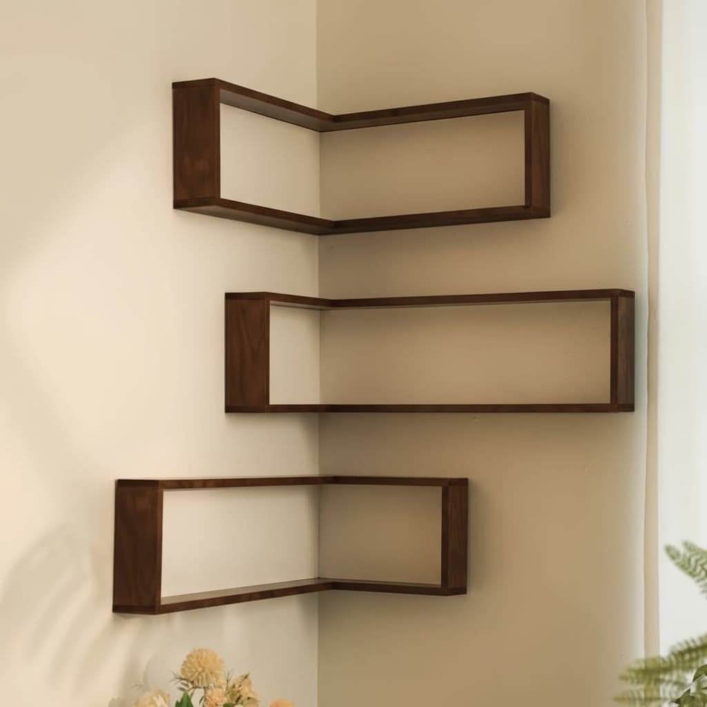 Corner Shelf, Floating Corner Shelves, Wall-Mounted Storage Unit, Modern Two-Tier Shelving, Home Organization Solution for Living Room and Bedroom