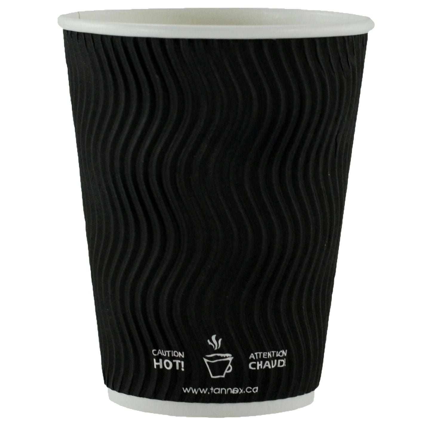 Gobelets à café à double paroi en papier, 12oz, Noir, & Couvercle en dôme, Noir, total de 50 gobelets et 50 Couvercles
