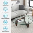 thumbnail image 2 of MUZZ Triangle Glass Coffee Table Vintage Glass End Table, Solid Wood Base and Triangle Clear Glass Top Modern End Table for Living Room/Study(19mm,Dark Walnut), 2 of 6