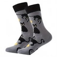 thumbnail image 2 of Mens Plus Size Mid Calf Cotton Socks Animal Life Theme Casual Knit Crew Socks For Larger Feet With Cat Pattern, 2 of 9