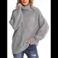 thumbnail image 1 of Suéter de Cuello Alto, Larga, Estilo Globo, Liso, para Mujer, para Invierno y Otoño. Gris L, 1 of 7