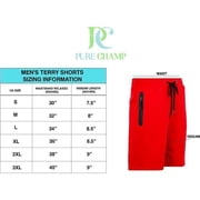 PURE CHAMP Mens 3 Pk French Terry Cotton Casual Gym Shorts for Men Athletic Workout Training Sweat Shorts with Zipper Pocket