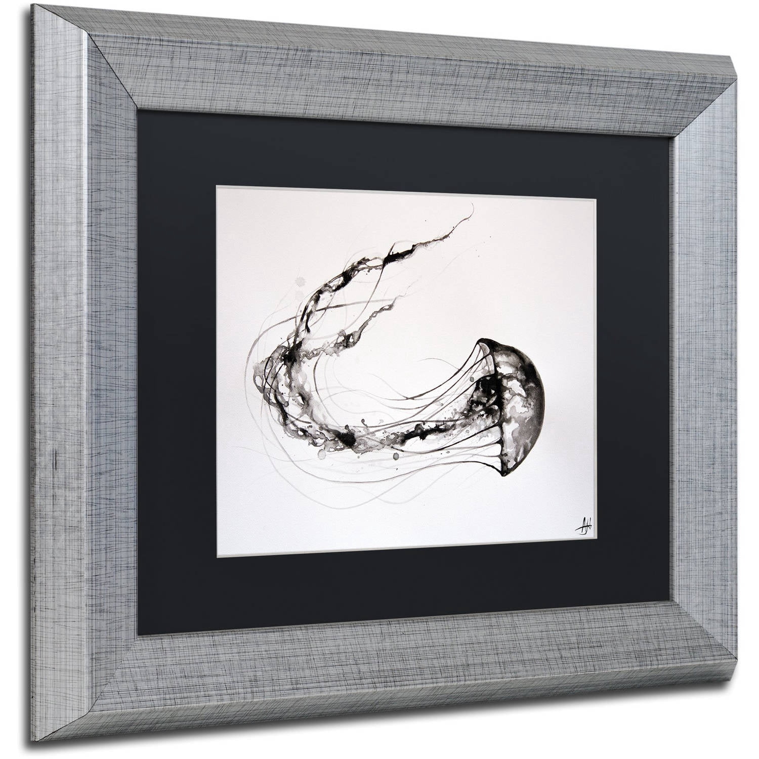 Trademark Fine Art 'That's No Moon' Canvas Art by Marc Allante, Black Matte, Silver Frame