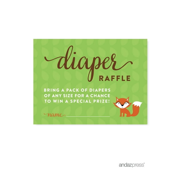 Diaper Raffle  Woodland Animals Deer Baby Shower Games , 30-Pack