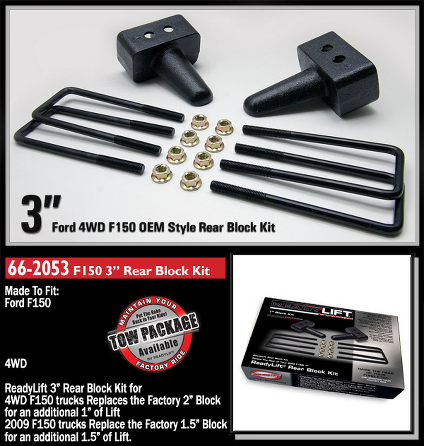 ReadyLIFT 662053 Block Kit Leaf Spring Block Kit LIFT KIT