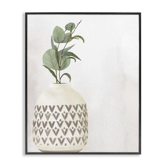 Stupell Industries Scandinavian Single Eucalyptus Herb Sprig Patterned Plant Vase Black Framed Giclee Art, 16 x 20, by Kim Allen