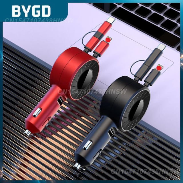 1pcs Car Charger Retractable Multifunctional Car Charger Head With Cable Universal Car Phone Fast Charger Car Accessories 3 In 1No LED displayUnited States He Qiyong unisex