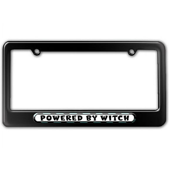 Powered By Witch License Plate Frame