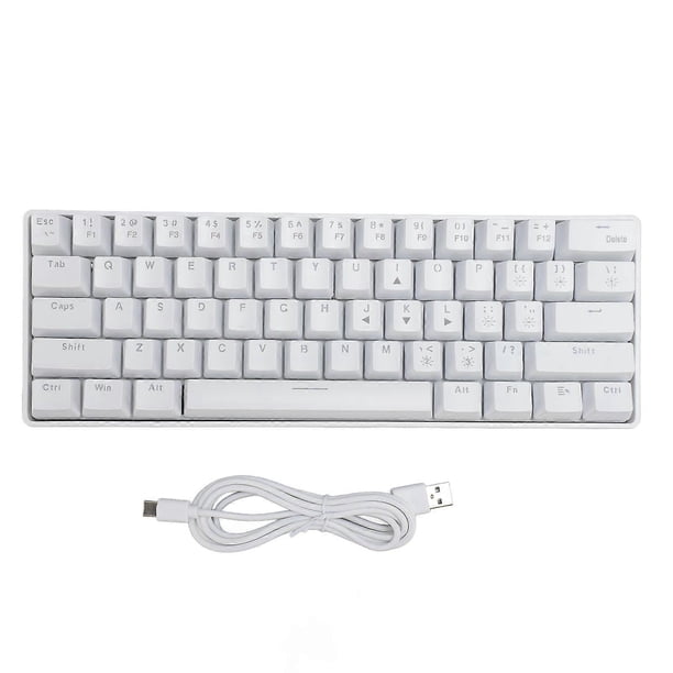 61 Keys Dual Mode Mechanical Keyboard, RGB Backlit, Special Blue Switches, for Windows 2000, XP, 7, 8, White