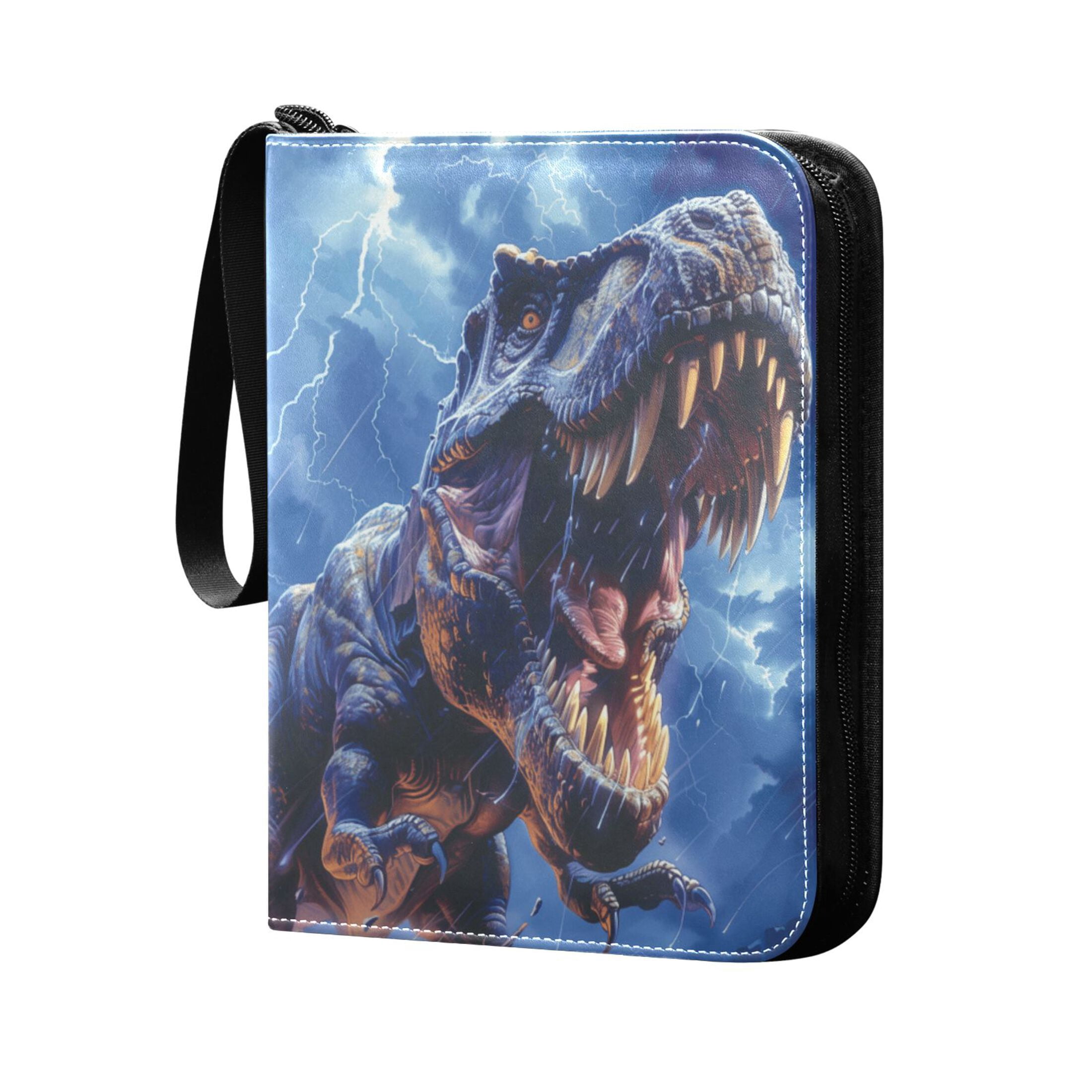 Trading Card Binder Album 400 Pockets 50 Removable 4-Pocket Pages Waterproof Fierce Dinosaurs in Thunderstorm