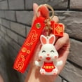 thumbnail image 4 of Chinese Animals Rabbit Miniature Key Chain Fashion Keychain Keyring Bunny Decoration Lucky Pendant Key Buckle Cute Keychains Bunny Type 3, 4 of 6
