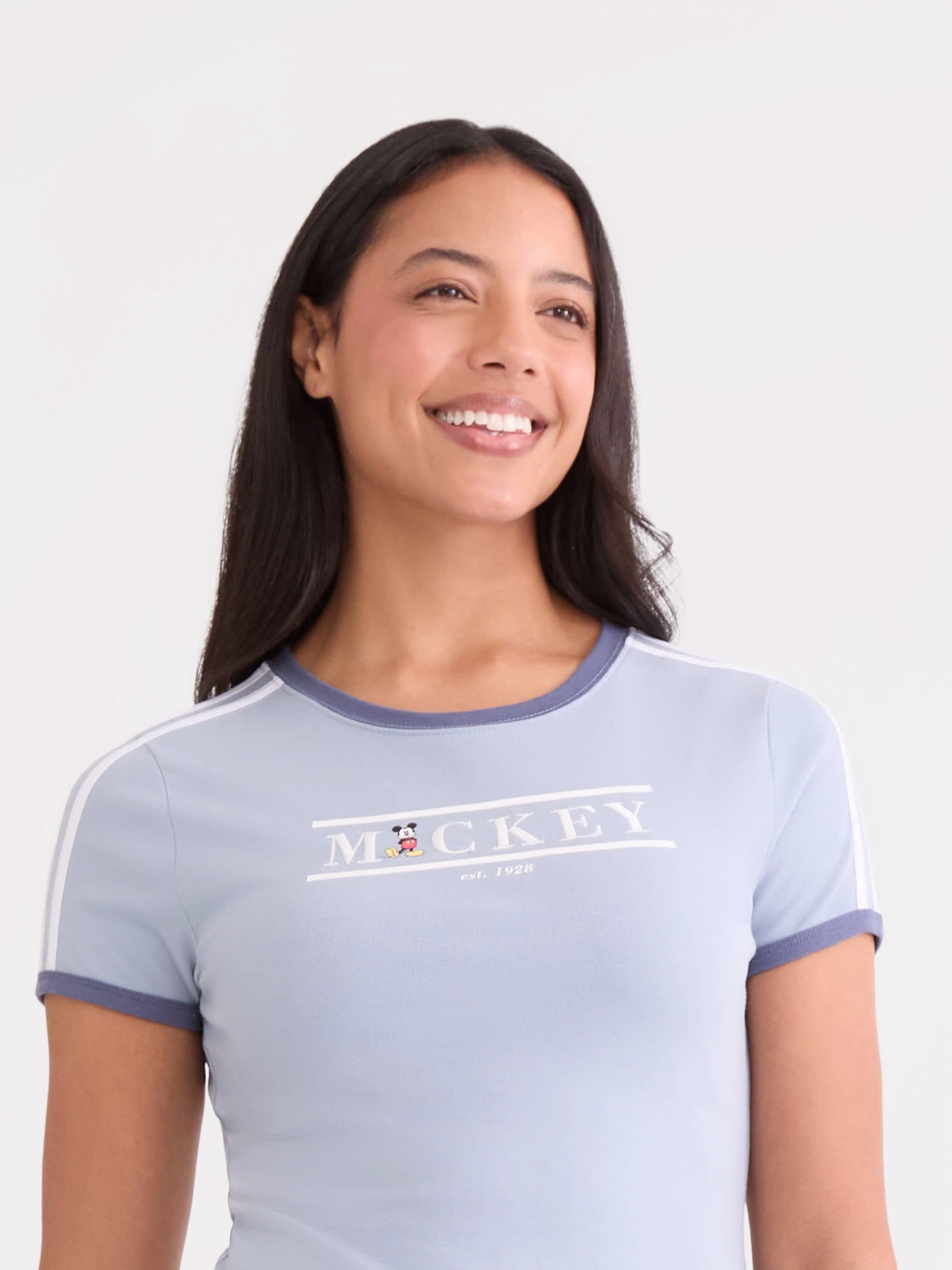 Mickey Mouse Women’s Graphic Baby Tee, Sizes XXS-XXL