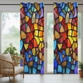 thumbnail image 4 of Blue Red Yellow Outdoor Curtains for Patio Waterproof,Windproof Privacy Curtains with Weighted Bottom,Modern Colored Rainbow Stained Glass Outside Drapes for Picnic Garage Yard 54"x108" 2 Panel, 4 of 8