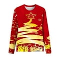 thumbnail image 3 of Babysbule Christmas Sweatshirts for Women Fashion Women's Christmas Printed Casual Loose Round Neck Long Sleeve T-shirt Tops Blouse, 3 of 4
