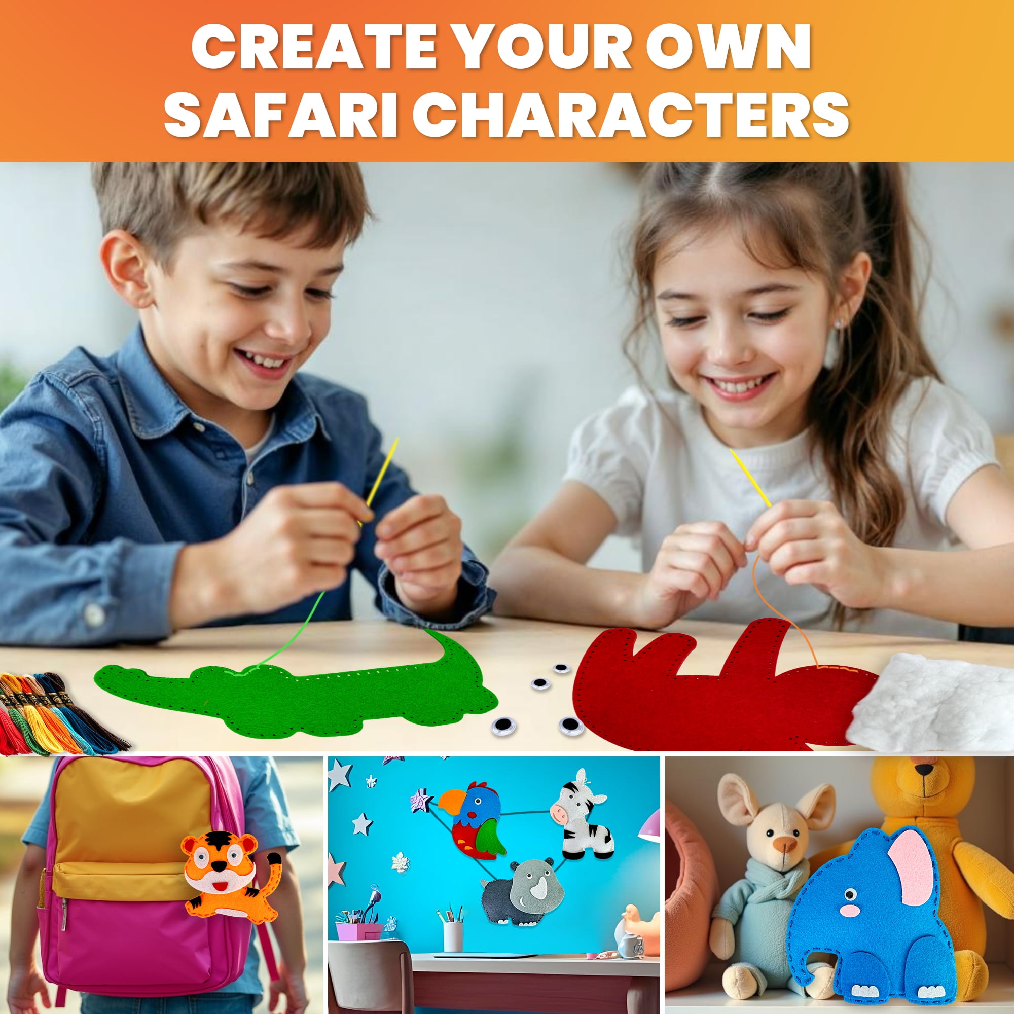 Quokka  Kids Crafts Ages 4-8 - Arts Crafts for Kids Ages 6-8 - Wild Animals Sewing Kit Basic