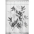 thumbnail image 3 of InterDesign Leaves Fabric Shower Curtain, Long 72" x 84", Black/Gray, 3 of 5