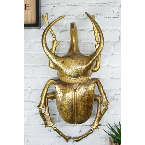 Ebros Gold Leaf Giant 3 Horned Rhinoceros Resin Wall Sculpture Or Table Decor