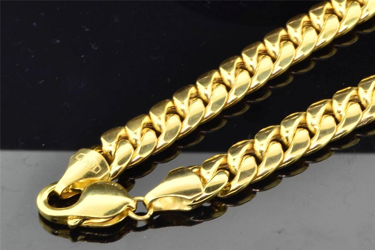 10K Heavy 9.44MM Yellow Gold Miami Cuban Link Franco Chain Necklace 36 Inch