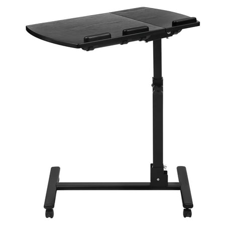 Portable Rolling Laptop Cart, Mobile Desk Notebook with Angle-and-Height-Adjustable Split-Top, Side Table, 360 Degree Swivel and 4 Lockable Casters for Sofa Bed Office Table