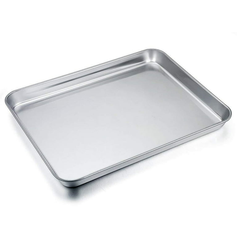 Oven-Safe Baking Pan with Cooling Rack Set - Quarter Sheet Pan Size -  Includes Premium Aluminum Baking Sheet and 100% Stainless Steel Baking Rack  for