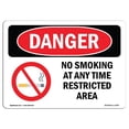thumbnail image 1 of SignMission OS-DS-A-1218-L-1470 12 x 18 Po Signe de Danger OSHA - Ne Pas Fumer en Tout Temps Zone Réglementée, 1 of 1