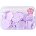 thumbnail image 1 of ZhangyiHot 100 hojas de papel de jabón de viaje portátiles de color morado con forma de flor, copos de jabón de papel desechables, lavado a mano, limpieza, lavado de manos, papel higiénico, hojas de j, 1 of 5