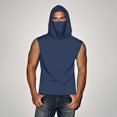 thumbnail image 6 of Xfvqtps Mens Sleeveless Tops with Face Neck Mask Hoodie Pullover Cooling Sun Protection Solid Color Breathable Lightweight Summer Shirts Dark Blue, 6 of 8