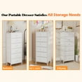 thumbnail image 4 of Furologee Fabric White Dresser, Vertical Storage Tower Organizer with 6 Drawers for Bedroom, Living Room, Stable Nightstand Bedside Table, 4 of 12