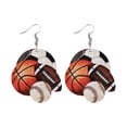 thumbnail image 1 of Product Classification Earrings - Flower Football Baseball Basketball Pendant Earrings with Wooden Double Jewelry Style, 1 of 7
