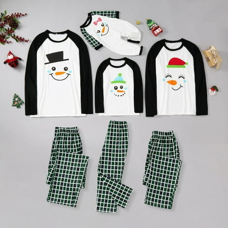 

Men s Family Matching Christmas Snowman And Plaid Print Long-sleeve Pajamas Set