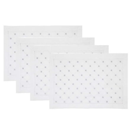 

Fennco Styles Silver Embroidered Diamond Design Table Placemats 14x20 Inch Set of 4